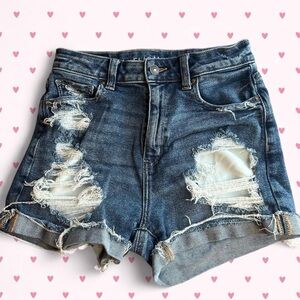 American Eagle High Waisted Distressed Shorts